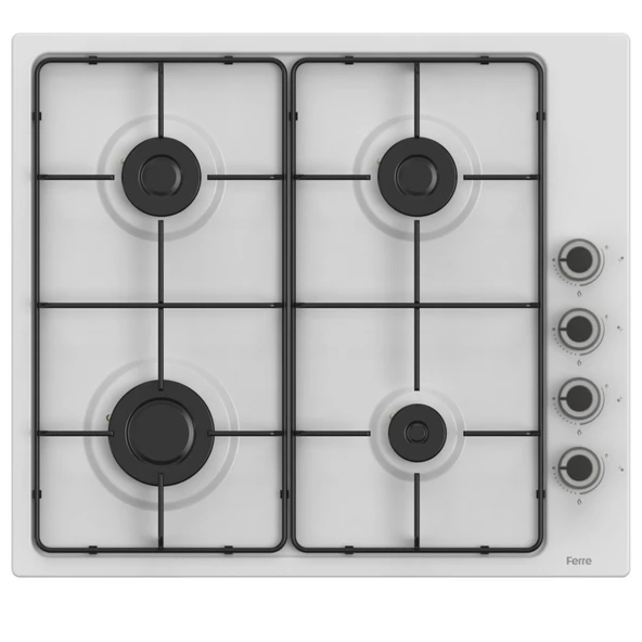 Ferre QBL62CB - EL066 -D037 60 cm Beyaz Emaye Turbolu Aspiratörlü Ankastre Set - Yeni - Resim 3