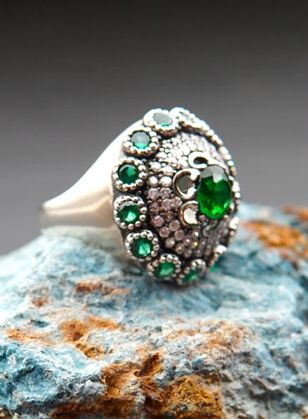 925 AyarGümüş Kadın Zirkon Taş Yüzük sy00085 - Resim 2