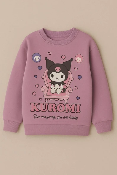 Cg Kids Kuromi Kız Çocuk 2 iplik Alt Üst Takım Süper Kalite Kumaş ispanyol Paça - 3