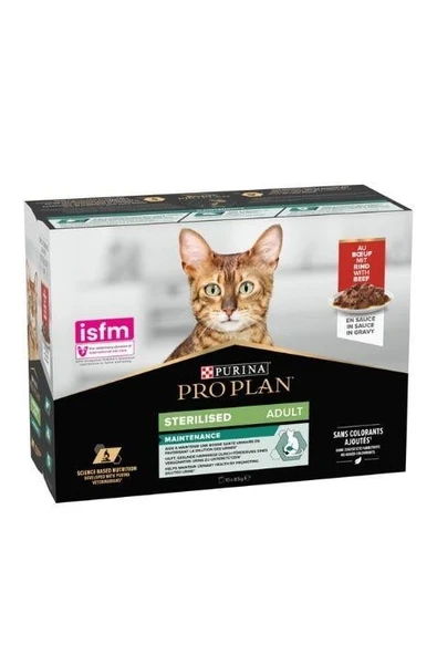 Pro Plan Maintenance Pouch Sığır Etli Kısırlaştırılmış Yetişkin Kedi Yaş Maması 85Gr x 10 Adet - Resim 2