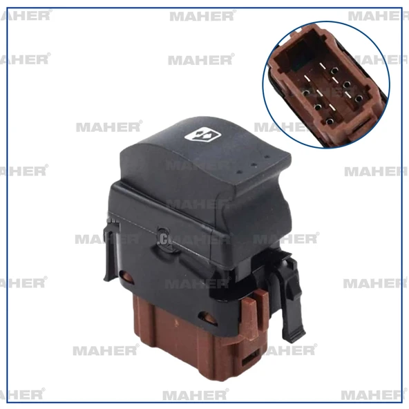 DÜĞME CAM AÇMA MASTER 2 / TRAFIC 2 / MOVANO / VİVARO (TEKLİ) 6 PİN SAĞ 8200057321 ürün görseli 1