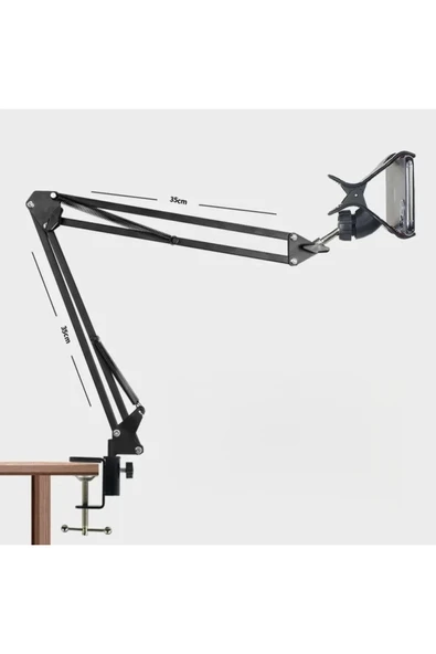 Masa Üstü Ayarlanabilir Telefon Standı – 360° Dönebilen, Yaylı Kol, Metal Gövde - 2
