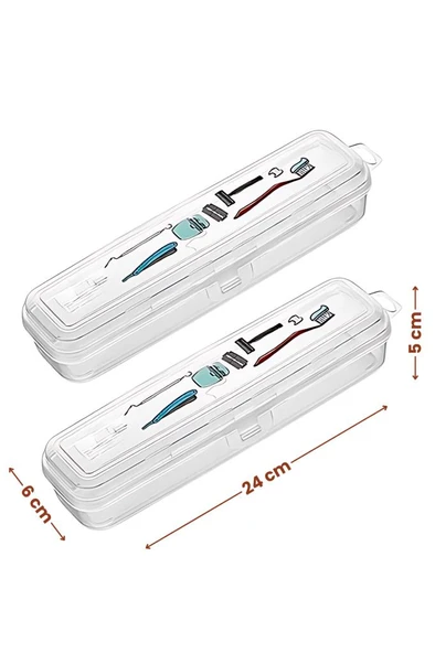 2’li Diş ve Tıraş Bakım Ürünleri Kutu Seti, Fırça Macun Traş Makyaj Aksesuar Seyahat Saklama Kabı - Resim 2