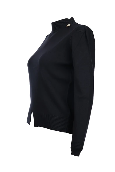 On Minimalist Uzun Kol Yüksek Yaka Kadın Kazak - Crop Kesim - 5