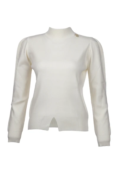 On Minimalist Uzun Kol Yüksek Yaka Kadın Kazak - Crop Kesim - 3