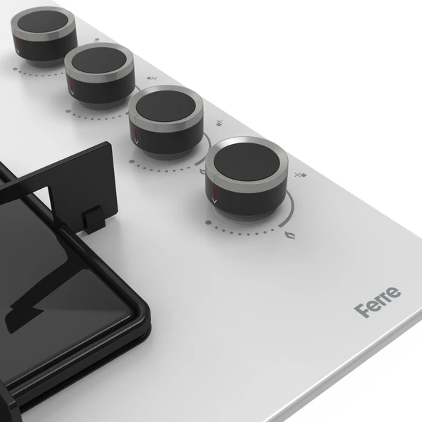 Ferre QBL62CB - SS206 -D037 60 cm Beyaz Cam Turbolu Aspiratörlü Ankastre Set - Yeni - Resim 5