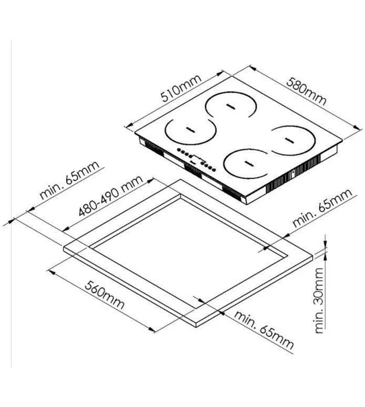 MS263 Siyah Vitroseramik Elektrikli Ocak 60 Cm, Çift Halkalı (Dual) Pişirme Gözlü - Resim 6