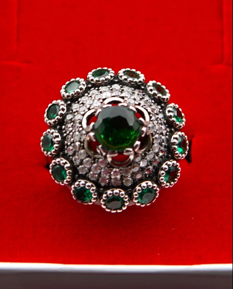 925 AyarGümüş Kadın Zirkon Taş Yüzük sy00085 - Resim 5