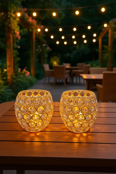 2'li Şık Masa Üstü Led Mum Seti & Dumansız Alevli Led Dekoratif Yapay Mum Dekor Işığı 8 cm ürün görseli