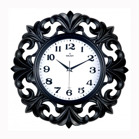 DUVAR SAATİ SİYAH ÇERÇEVE ÇAP:39.5CMX 19.5CM AKRİLİK BOYALI ABS KASA MİNERAL CAM SESSİZ AKAR MAKİNE PVC KADRAN SAAT 72 K