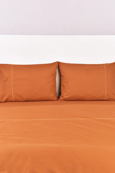 Biyeli Çift Kişilik Nevresim Takımı Taba %100 Pamuk - Resim 3