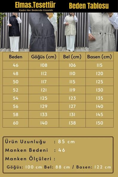 Kadın Giyim Büyük Beden İnci Detay Kapitone Yelek - Resim 3