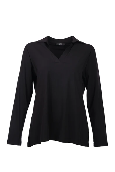 Polo Yaka Basic Bluz On - Resim 2