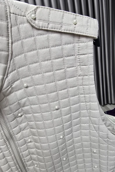 Kadın Giyim Büyük Beden İnci Detay Kapitone Yelek - Resim 11