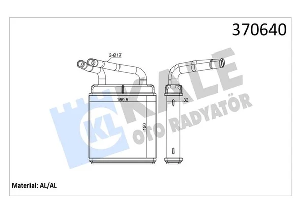 KALE 370640 KALORİFER RADYATÖRÜ MITSUBISHI L300 2.5L 4D56 01-06 - ALEMİNYUM MB360948 ürün görseli 1