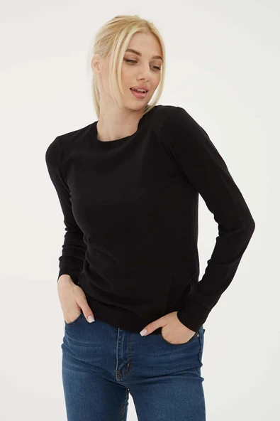 FASHION FRIENDS KADIN BİSİKLET YAKA KAZAK 25K0777K1 - Resim 2