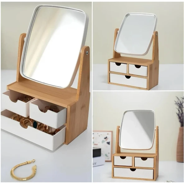 Ahşap 3 Çekmeceli Ayna - 2