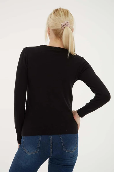 FASHION FRIENDS KADIN BİSİKLET YAKA KAZAK 25K0777K1 - Resim 4