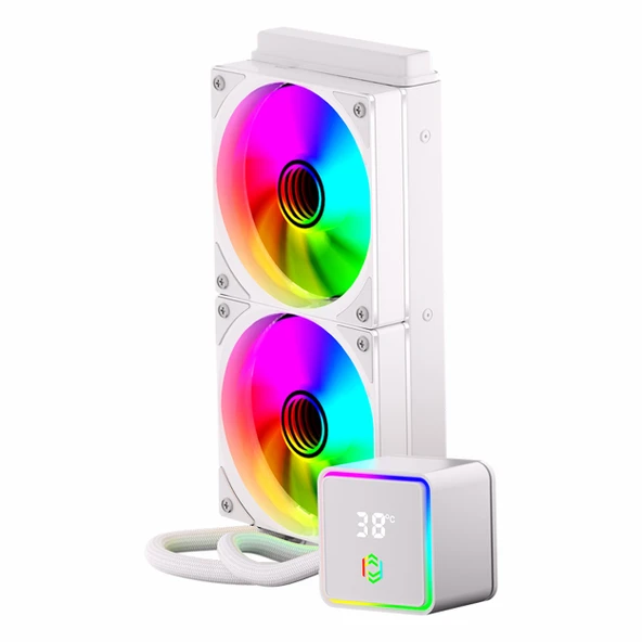 Frisby FCL-240W ARGB 240mm AM5/1851P Beyaz İşlemci Sıvı Soğutucu - Resim 2