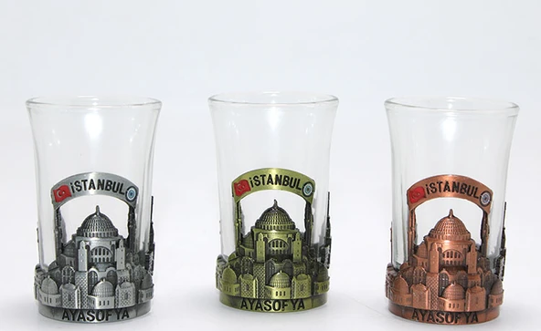 Tekli Metal Cam Bardaklı Shot Bardak