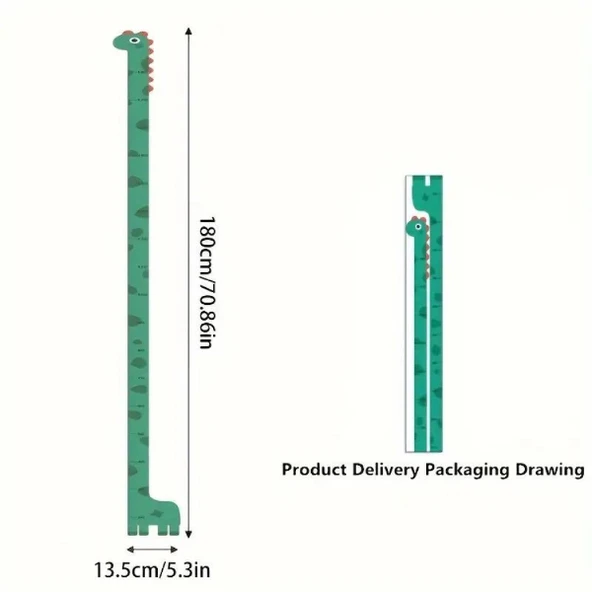 Sevimli Dinozor Boy Ölçüsü Sticker - 2