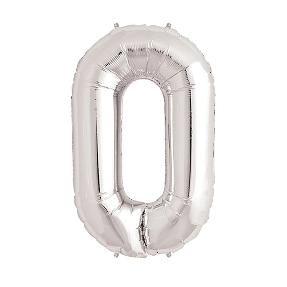Gümüş Rengi Folyo Rakam Balon 1 Metre ürün görseli 1