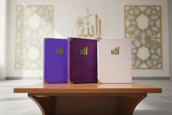 Kadife Kapaklı 3 Adet Yasini Şerif ve Dualar Seti (12,5x16,5cm) S3