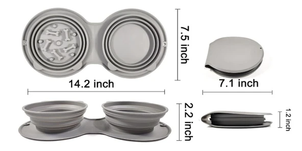 Mikopet Katlanabilir İkili Mama ve Su Kabı - 5