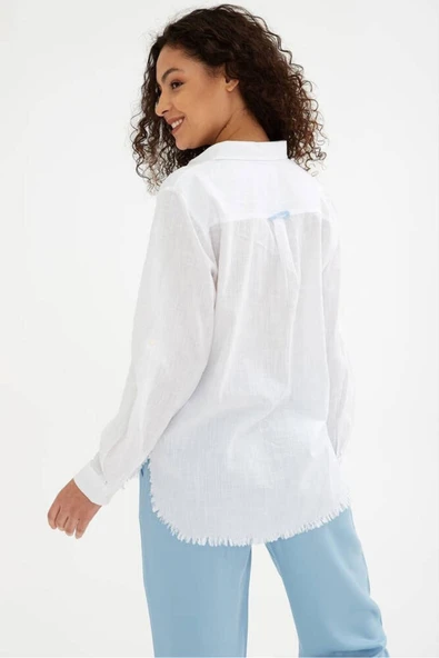 FASHION FRIENDS KADIN ETEK UCU PÜSKÜLLÜ GÖMLEK 25K0390K1 - Resim 3