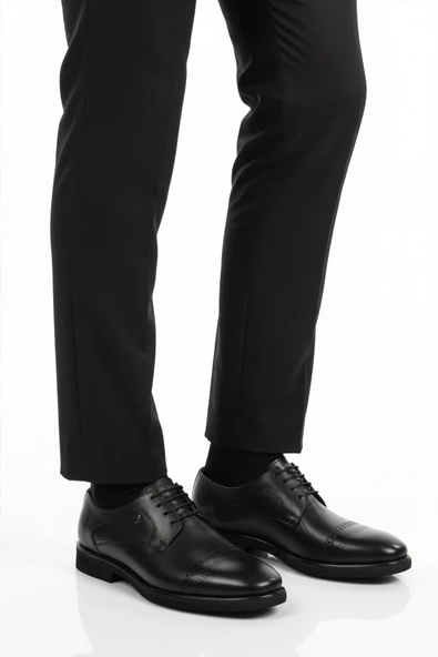 Fosco Siyah Hakiki Deri Bağcıklı Erkek Klasik Ayakkabı 3255 M