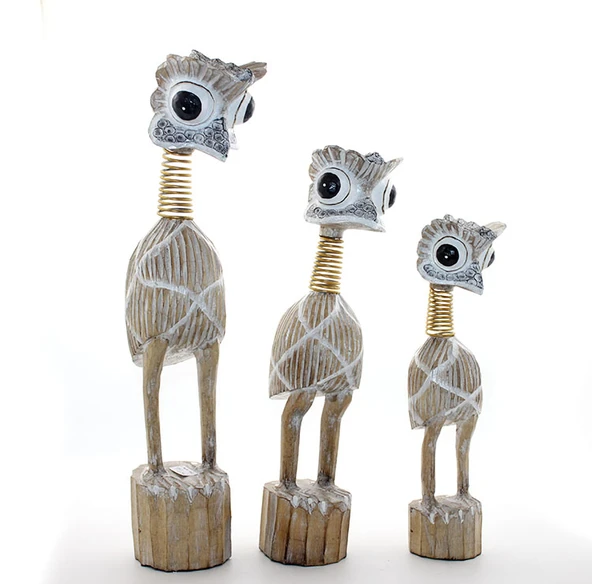 Ahşap 3'lü Emu Kuşu Seti