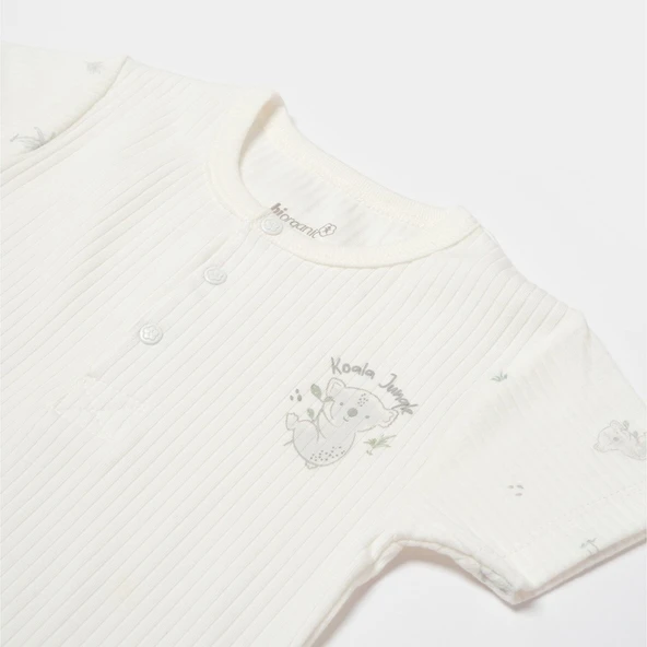Bibaby Biorganic Koala Jungle Kısa Kol Bebek Body 56972 Gri - 3