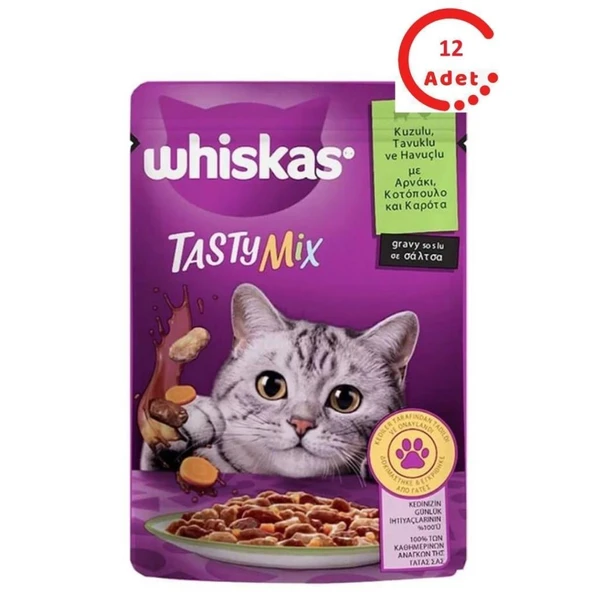 Whiskas Pouch TastyMix Sos İçinde Kuzulu Tavuklu ve Havuçlu Yetişkin Kedi Konservesi 85gr x 12 Adet ürün görseli 1