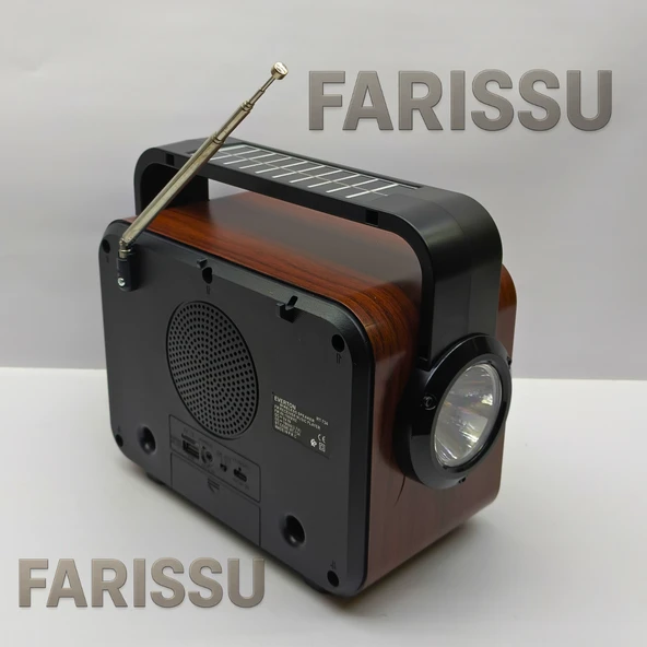 RT-734 Gerçek Eskitme Görünümlü Şömine Efektli Nostaljik Radyo | Güneş Enerjili, Bluetooth'lu, Fenerli - 7