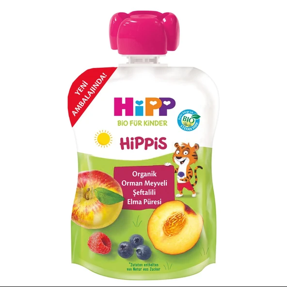 Hipp Organik Orman Meyveli Şeftalili Elma Püresi 100gr ürün görseli 1