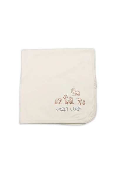 Bistyle Curly Lamb Penye Battaniye 70109 Bej Mavi Ekru