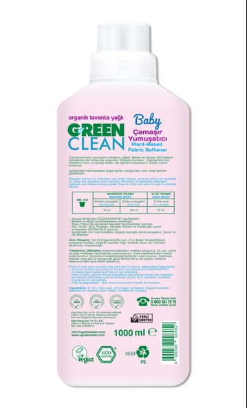 Green Clean Baby Bitkisel Çamaşır Yumuşatıcı 1000ml - 2