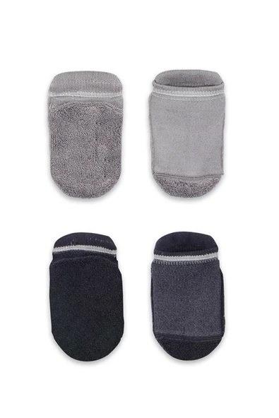 Bistyle 2'Li Altı Havlu Sneakers Kaymaz Çorap 20501 Gri-Antrasit - 3