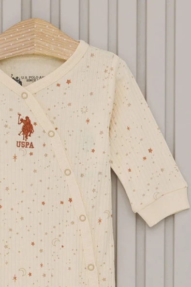 U.S.Polo Kız Bebek Patikli Tulum USB2110 Krem - 2