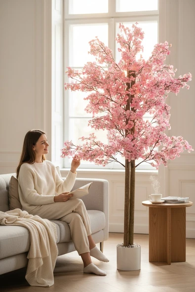 Yapay Ağaç 150 Cm Yoğun Yapraklı Yapay Sakura Japon Bahardalı Ağacı - Resim 9