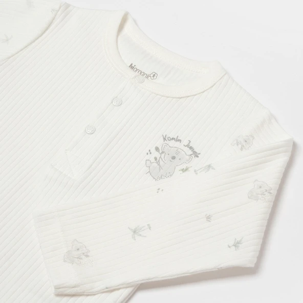 Bibaby Biorganic Koala Jungle Uzun Kol Bebek Body 56973 Gri - 3