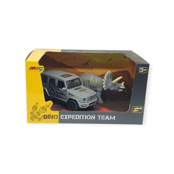 Çek Bırak Araç ve Dinazor  Oyun Seti - 6843-2D- Gri - Resim 2