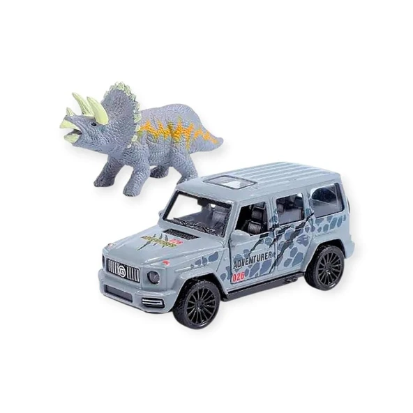 Çek Bırak Araç ve Dinazor  Oyun Seti - 6843-2D- Gri ürün görseli