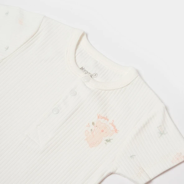 Bibaby Biorganic Koala Jungle Kısa Kol Bebek Body 56972 Pembe - 3
