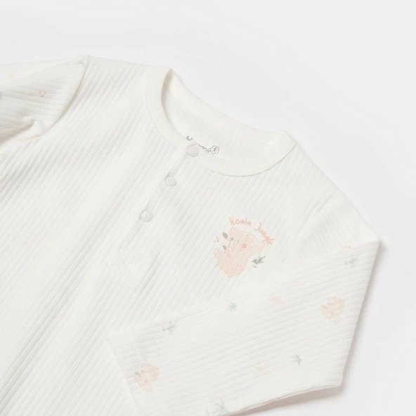 Bibaby Biorganic Koala Jungle Uzun Kol Bebek Body 56973 Pembe - 3