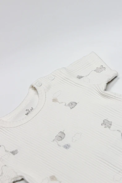 Bistyle Flying Elephant Yarım Kol 2'Li Body 17116 Ekru Gri - 2