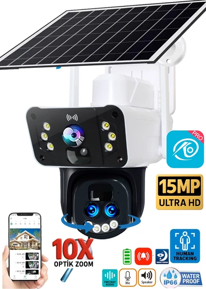O-Kam 3950 15MP 10X Optik Zoom  UltraHD 4G Solar Akıllı Güvenlik Kamerası