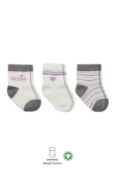 Bistyle 3'Lü Penye Boy And Girl Soket Çorap BS10114 Gri