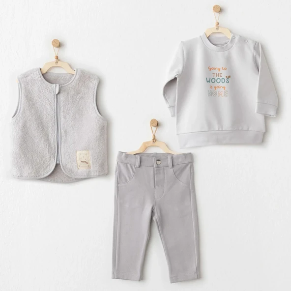 Andywawa AC26111 Hello Autumn 3'lü Takım Grey