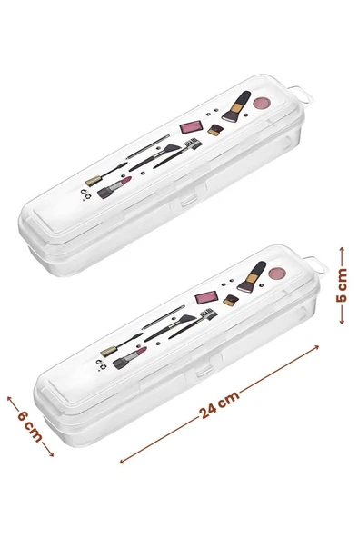 2’li Makyaj Aksesuar Kutusu Seti, Makyaj Takı Kozmetik Fırça Macun Tıraş Taşınabilir Saklama Kabı - Resim 2
